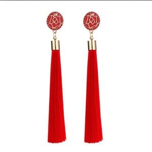 Red tassel earrings